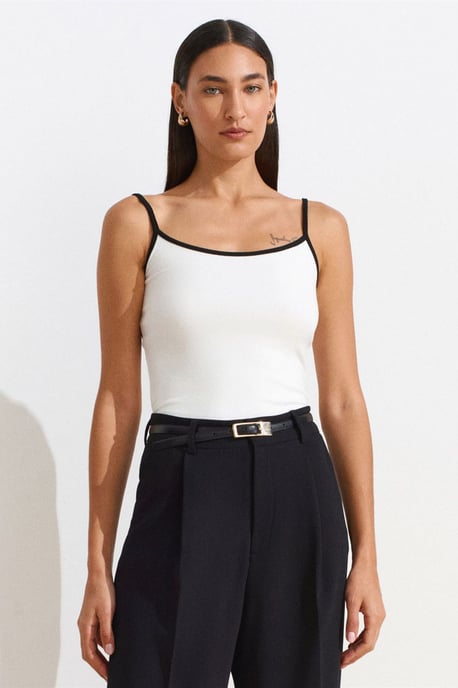 Farbblock Ripp-Ärmellose Bluse - Image 3