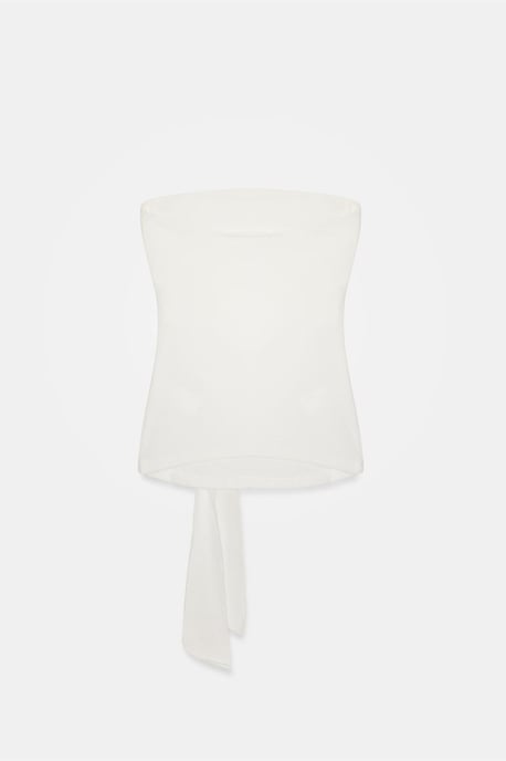 Trägerlose Slim-Fit-Jersey-Bluse mit Bindedetail - Image 6