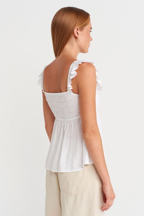 Ärmellose Bluse mit quadratischem Ausschnitt und Bindeband vorne - Image 2