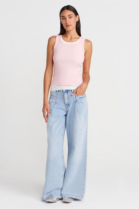 Rippstrick-Baumwoll-Ärmellose Cami-Bluse - Image 3