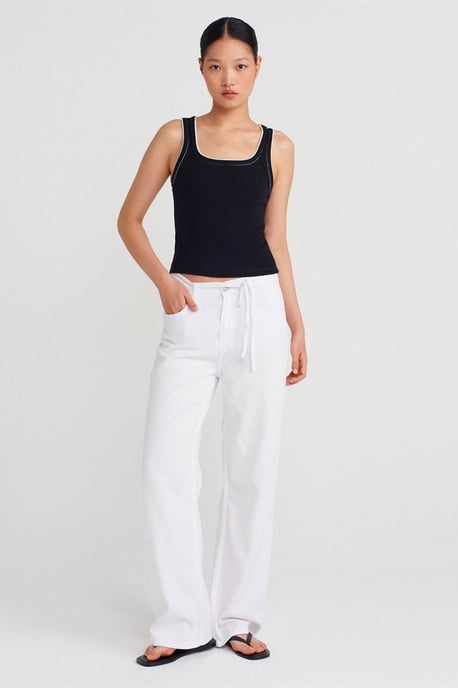 Damen Rippstrick Baumwolle Cami Bluse - Image 3