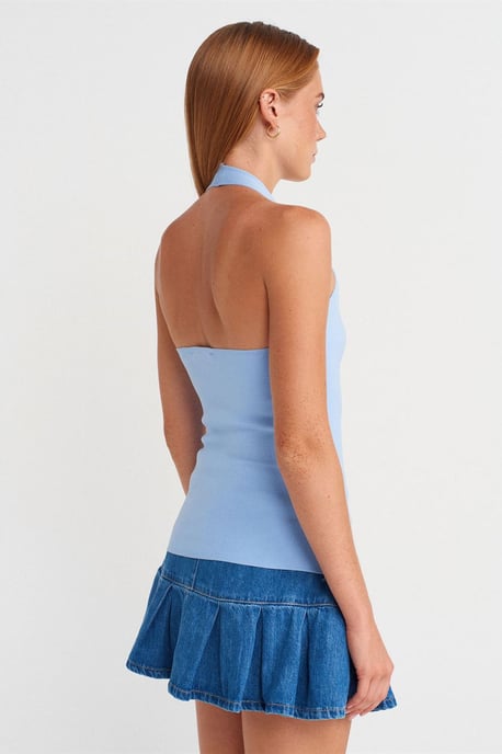 Slim Fit Halterneck Strickbluse - Image 2