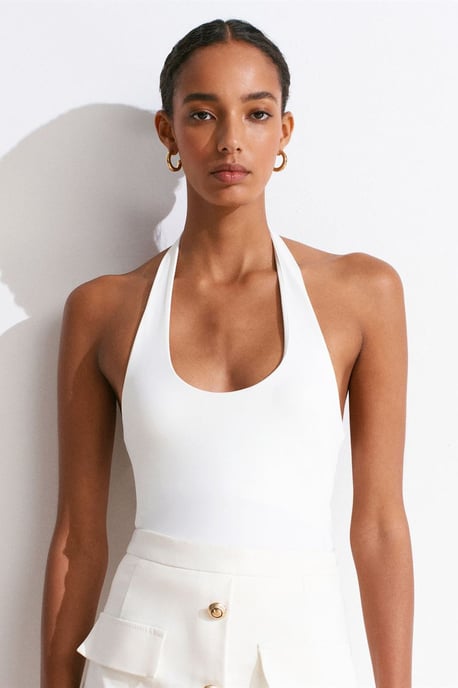 Slim Fit Halter Neck Cut-Out Top - Image 1