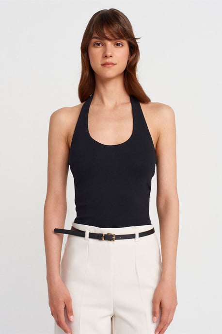 Gerippte Halsbandfreie ärmellose Bluse - Image 1