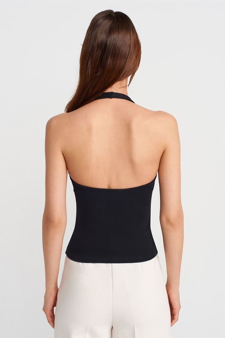 Gerippte Halsbandfreie ärmellose Bluse - Image 2