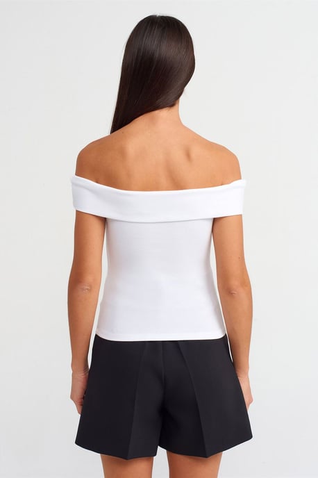 Schulterfreie Slim-Fit Jersey-Bluse - Image 2