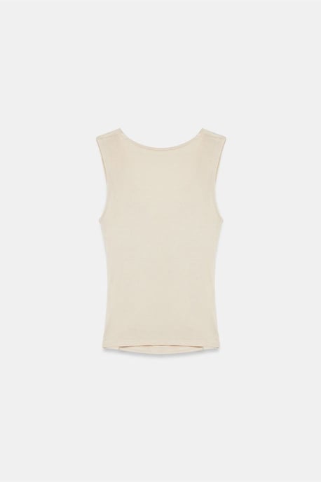 Ärmellose Jersey-Bluse mit Carmen-Ausschnitt - Image 6