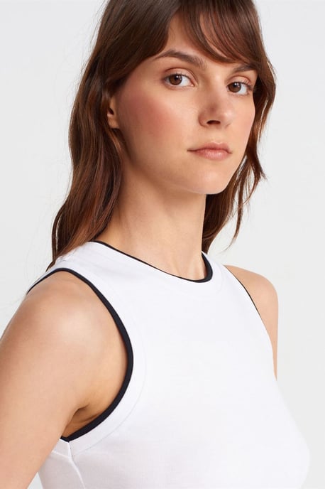 Ärmellose gerippte Baumwollbluse - Image 3