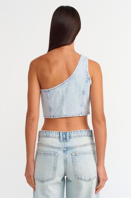 Taillierte Baumwoll-Denim-Top-Bluse - Image 2