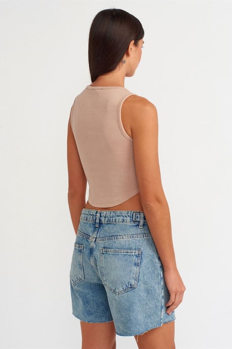 Damen Ripp-Strick Bluse mit Knöpfen - Image 2