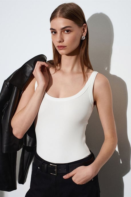 Ärmelloser gerippter Baumwollmischung Body - Image 4