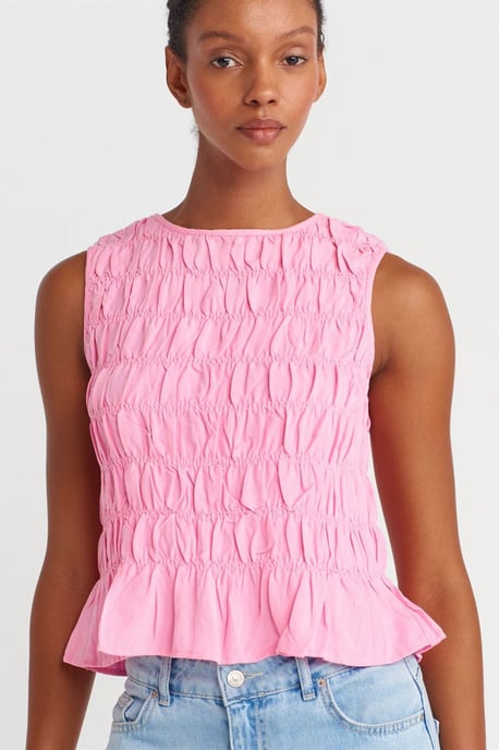 Damen Crop-Bluse mit Rundhalsausschnitt und Knöpfen - Image 3