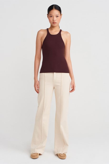 Rippstrick-Baumwoll-Ärmellose Cami-Bluse - Image 3