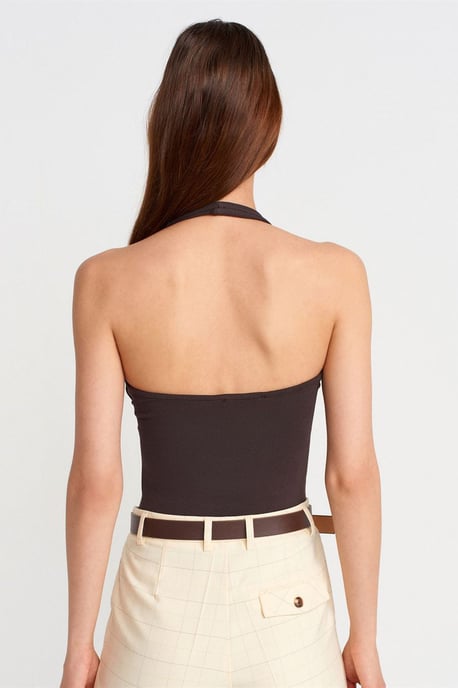 Gerippte Halsbandfreie ärmellose Bluse - Image 2