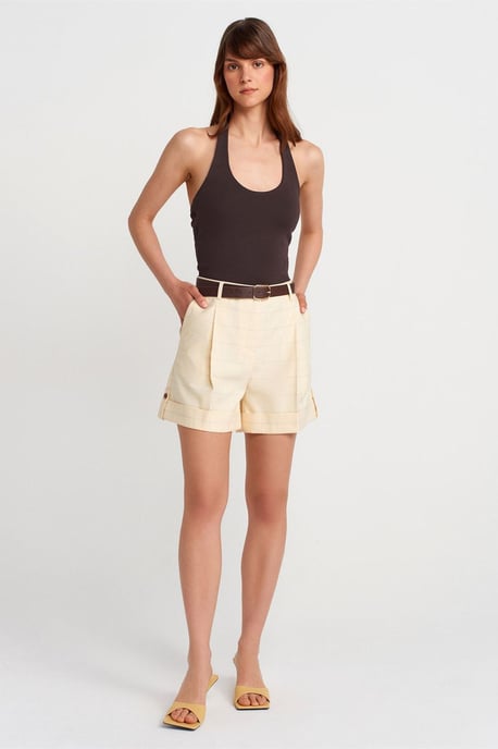 Gerippte Halsbandfreie ärmellose Bluse - Image 4