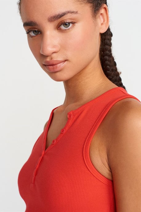 Damen Rippstruktur Cropped Bluse mit Knöpfen - Image 3