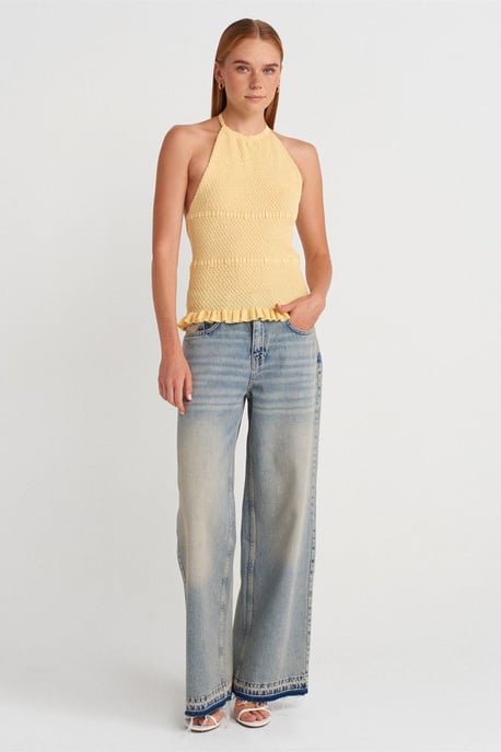 Slim Fit Halter-Neck Strickbluse - Image 4