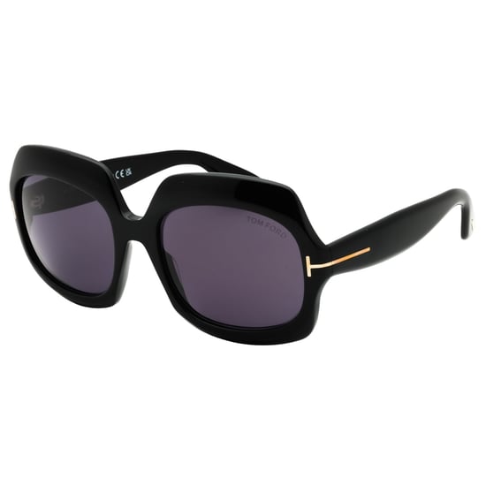 Tom Ford Glänzende Schwarze Übergroße Sonnenbrille In Rauchgrau - Image 2