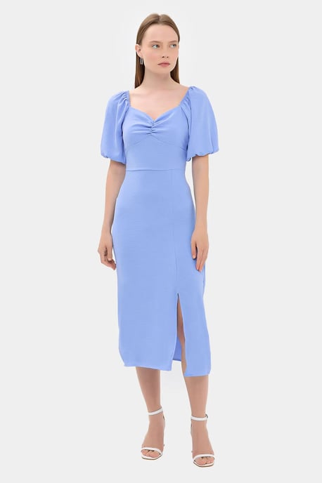Herzchen-Ausschnitt Midi-Kleid mit seitlicher Schlitze - Image 1