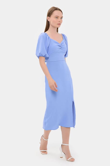 Herzchen-Ausschnitt Midi-Kleid mit seitlicher Schlitze - Image 2