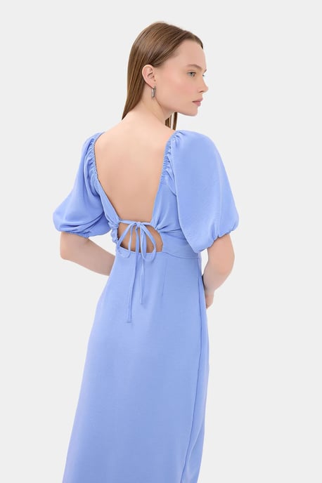 Herzchen-Ausschnitt Midi-Kleid mit seitlicher Schlitze - Image 3