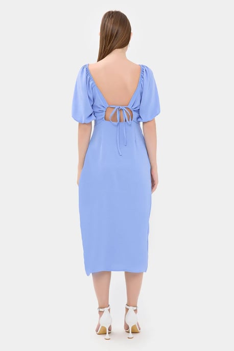 Herzchen-Ausschnitt Midi-Kleid mit seitlicher Schlitze - Image 4
