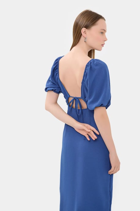 Herzchen-Ausschnitt Midi-Kleid mit seitlicher Schlitze - Image 2