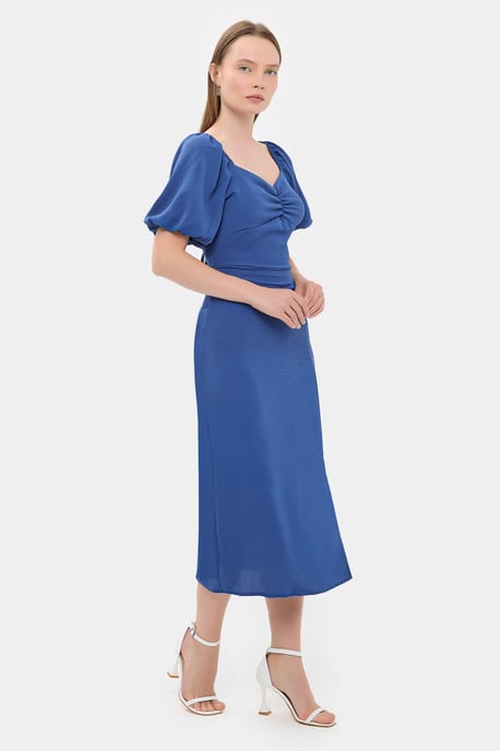 Herzchen-Ausschnitt Midi-Kleid mit seitlicher Schlitze - Image 3