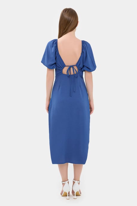 Herzchen-Ausschnitt Midi-Kleid mit seitlicher Schlitze - Image 4