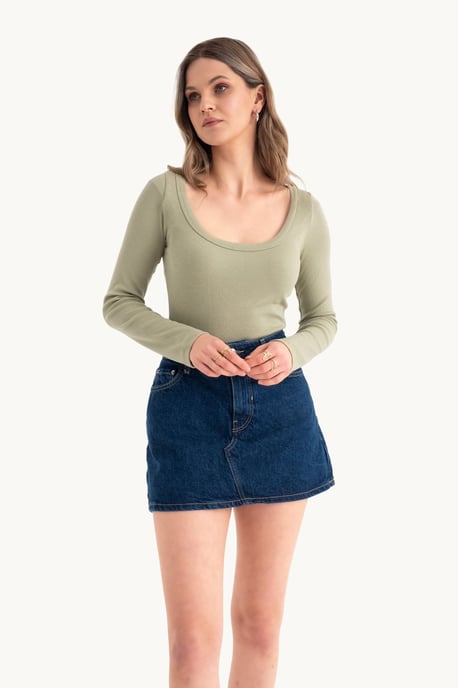 Langärmliges Basic Baumwoll-Croptop - Image 2