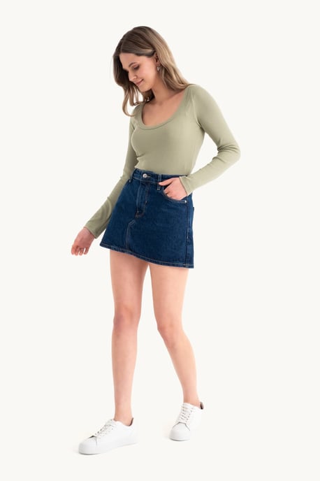 Langärmliges Basic Baumwoll-Croptop - Image 3