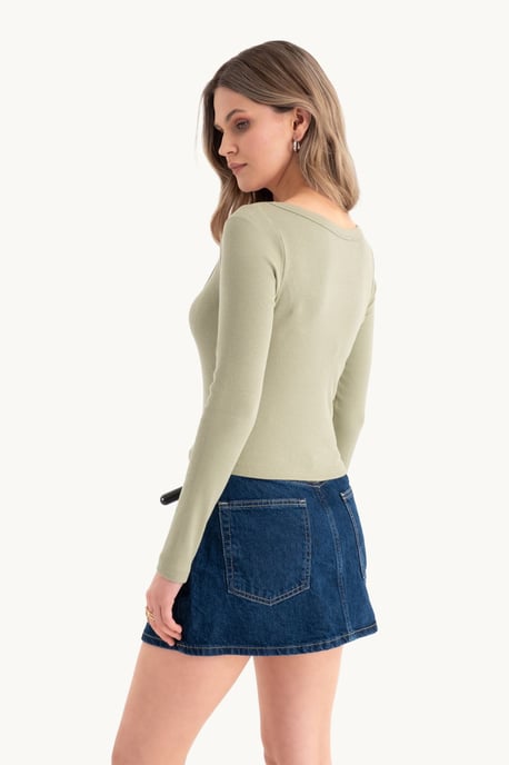 Langärmliges Basic Baumwoll-Croptop - Image 4