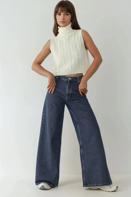 Hohe Taille Weite Beinen Jeans - Image 3