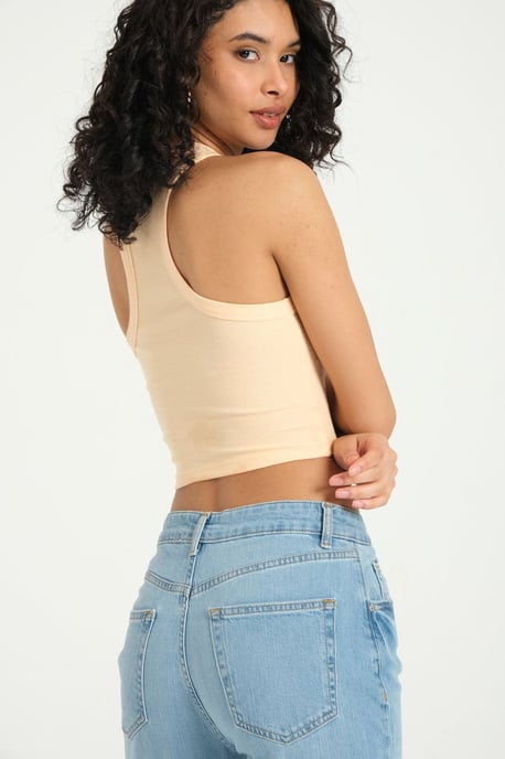 Halterneck Rippstrick Basic Crop Top - Image 3
