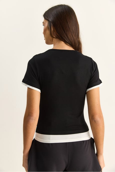 Damen T-Shirt mit Kaderaschnitt und kurzen Ärmeln - Image 6