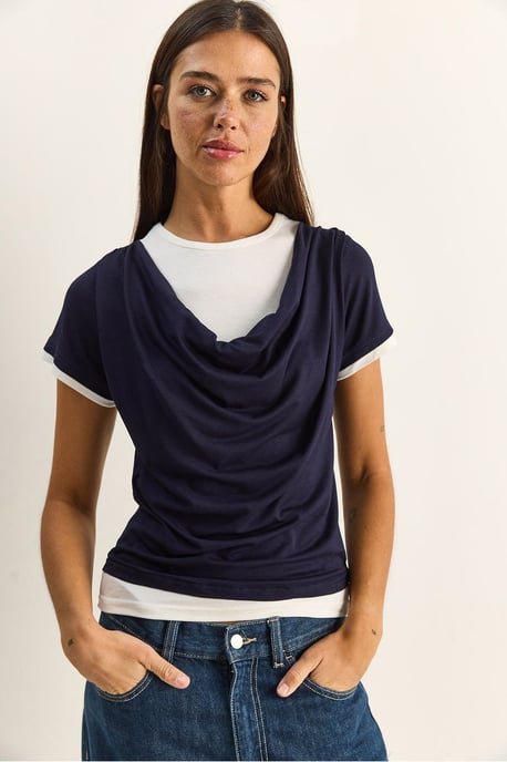 Damen T-Shirt mit Schalkragen und kurzen Ärmeln - Image 2