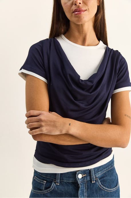 Damen T-Shirt mit Schalkragen und kurzen Ärmeln - Image 5