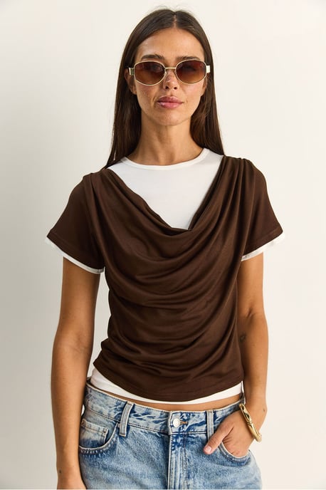Damen T-Shirt mit Schalkragen und kurzen Ärmeln - Image 3