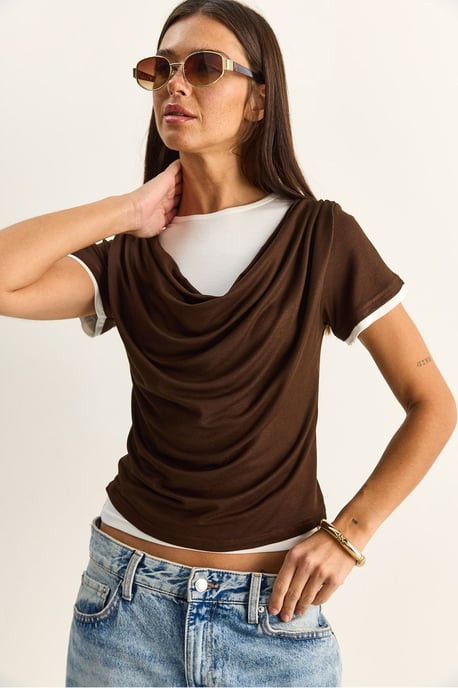 Damen T-Shirt mit Schalkragen und kurzen Ärmeln - Image 5