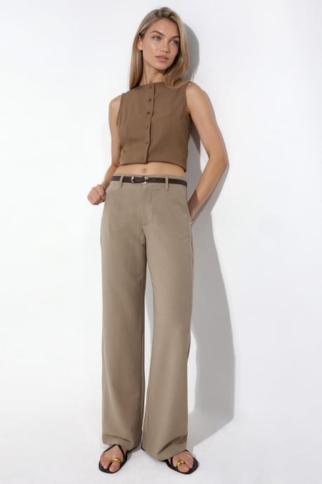 Gürtellose Leinenlook Gerade Hose - Image 2