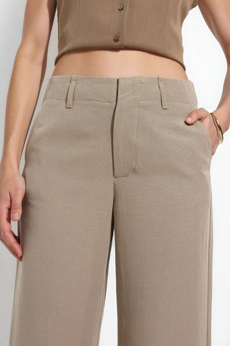 Gürtellose Leinenlook Gerade Hose - Image 5