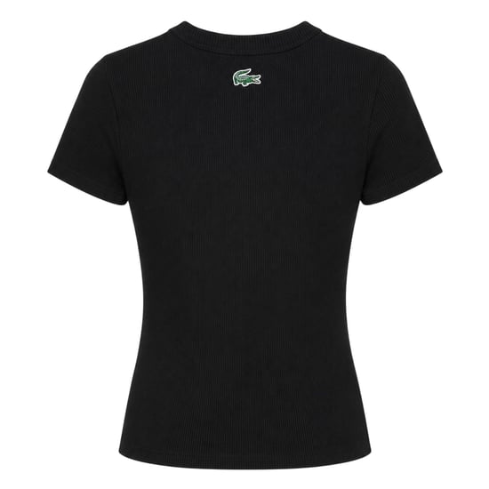 Lacoste - T-Shirt für Damen, Rundhalsausschnitt, gerippt, Schmal (Schwarz) - Image 2