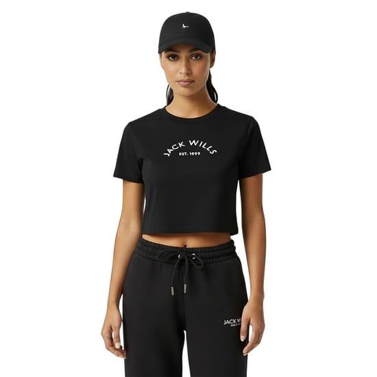 Jack Wills - kurzes T-Shirt für Damen, Baumwolle (Schwarz) - Image 2
