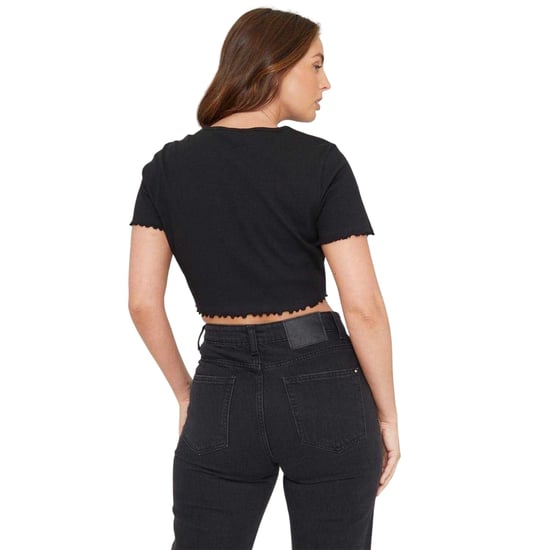 Be You - kurzes T-Shirt für Damen, gerippt, Regulär (Schwarz) - Image 3