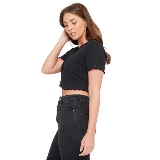 Be You - kurzes T-Shirt für Damen, gerippt, Regulär (Schwarz) - Image 4