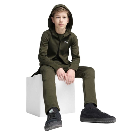 Puma - "Evostripe" Hoodie mit durchgehendem Reißverschluss für Kinder (Dunkel-Olive) - Image 1