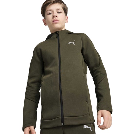 Puma - "Evostripe" Hoodie mit durchgehendem Reißverschluss für Kinder (Dunkel-Olive) - Image 4