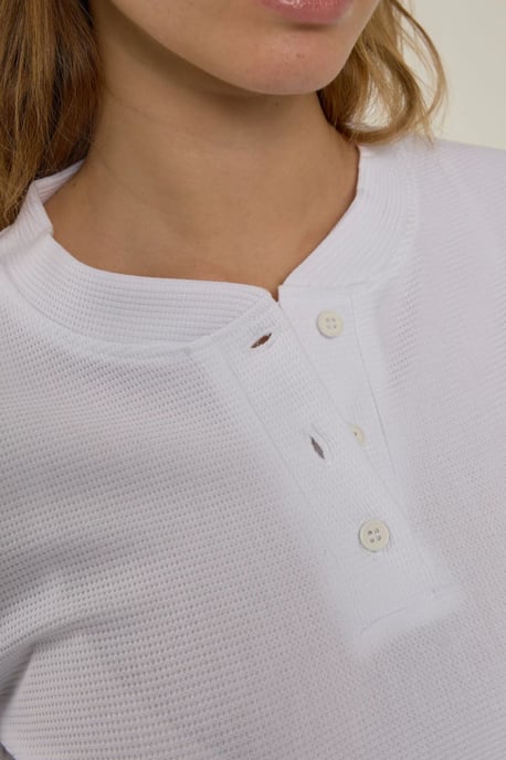 Crew Neck Langarm Waffel T-Shirt - Image 3