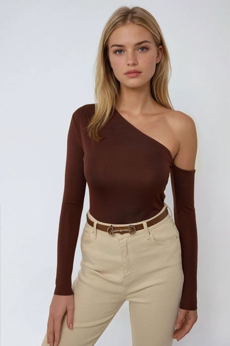 Asymmetrischer Kragen Drapierter Body - Image 1
