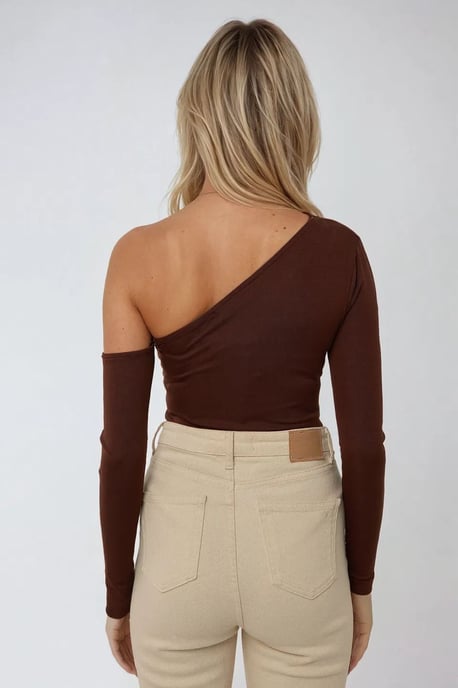 Asymmetrischer Kragen Drapierter Body - Image 3